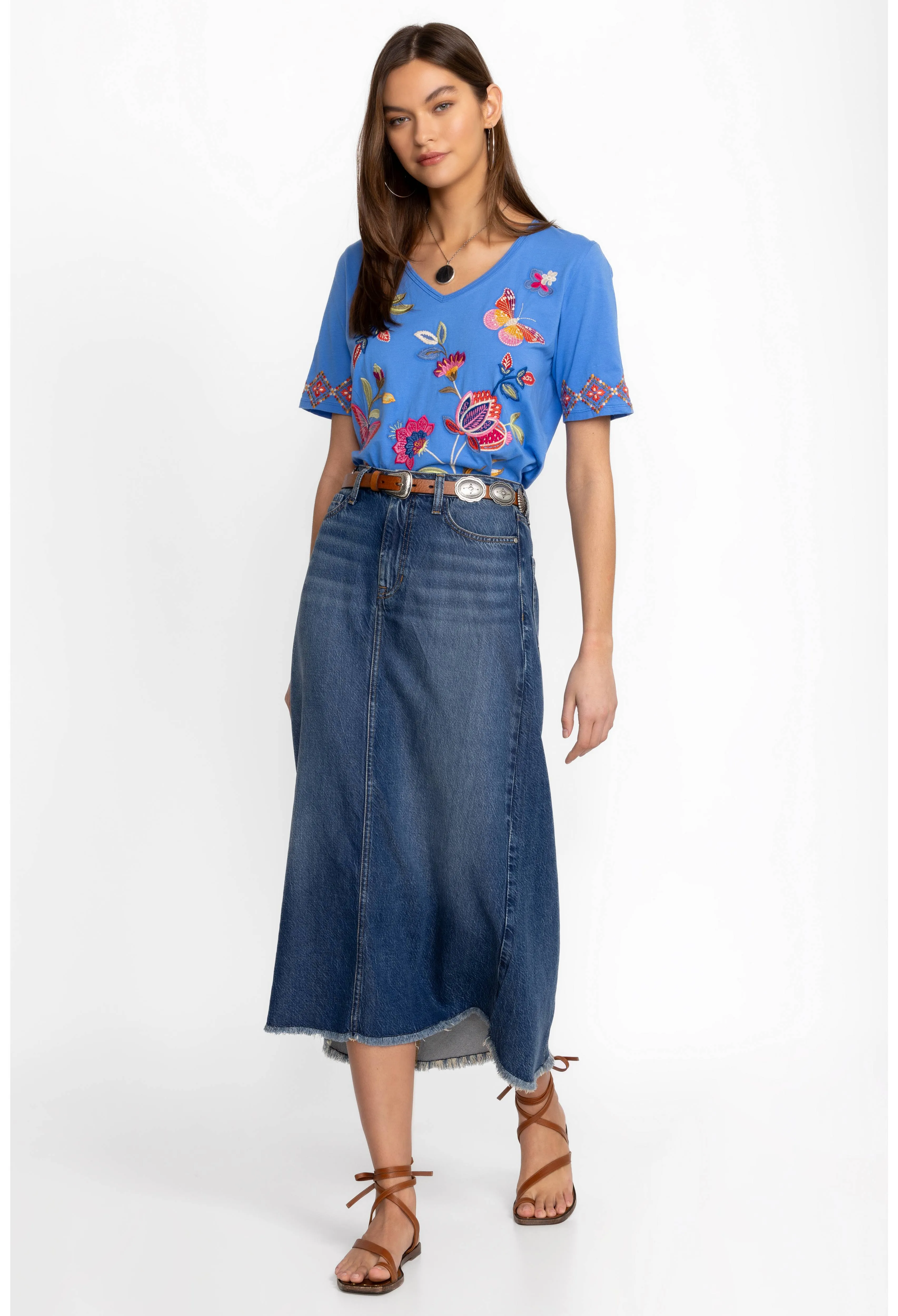 Gracey Trapunto V-Neck T-Shirt