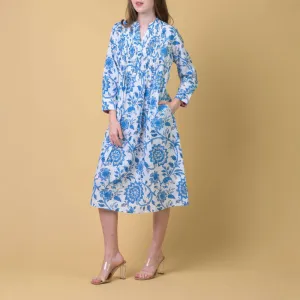 HANDPRINT DREAM APPAREL Phantom Dress in Runa Blue