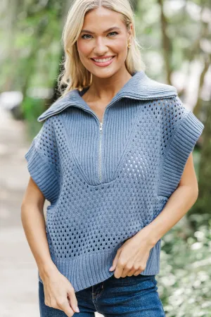Hear Your Call Dusty Blue S/S Sweater