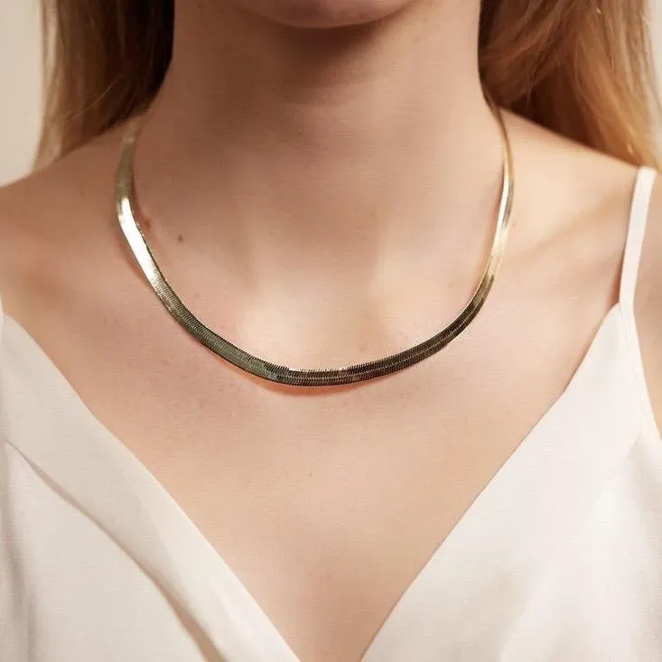 Herringbone Chain in Gold, Rose Gold & Silver