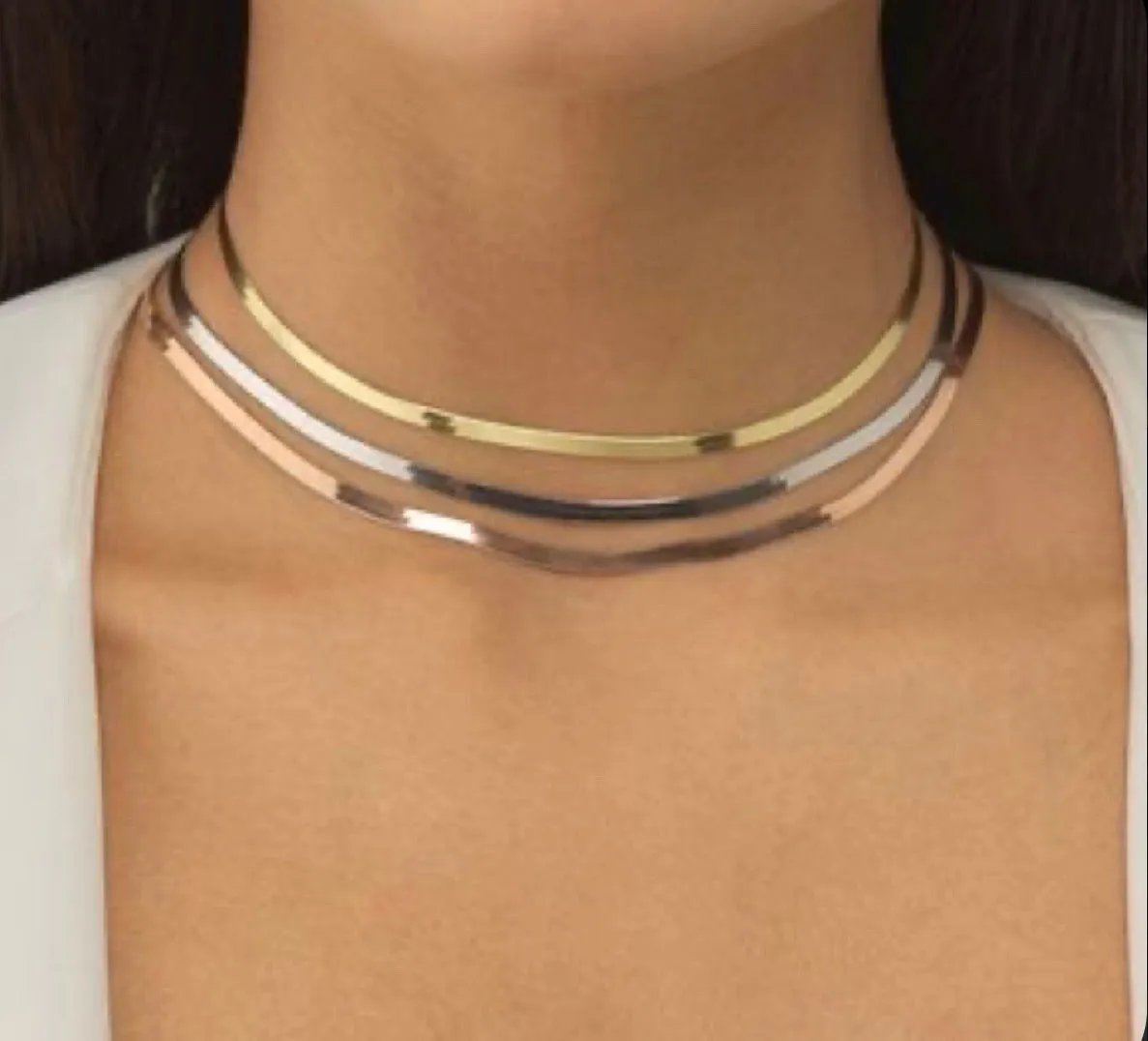 Herringbone Chain in Gold, Rose Gold & Silver