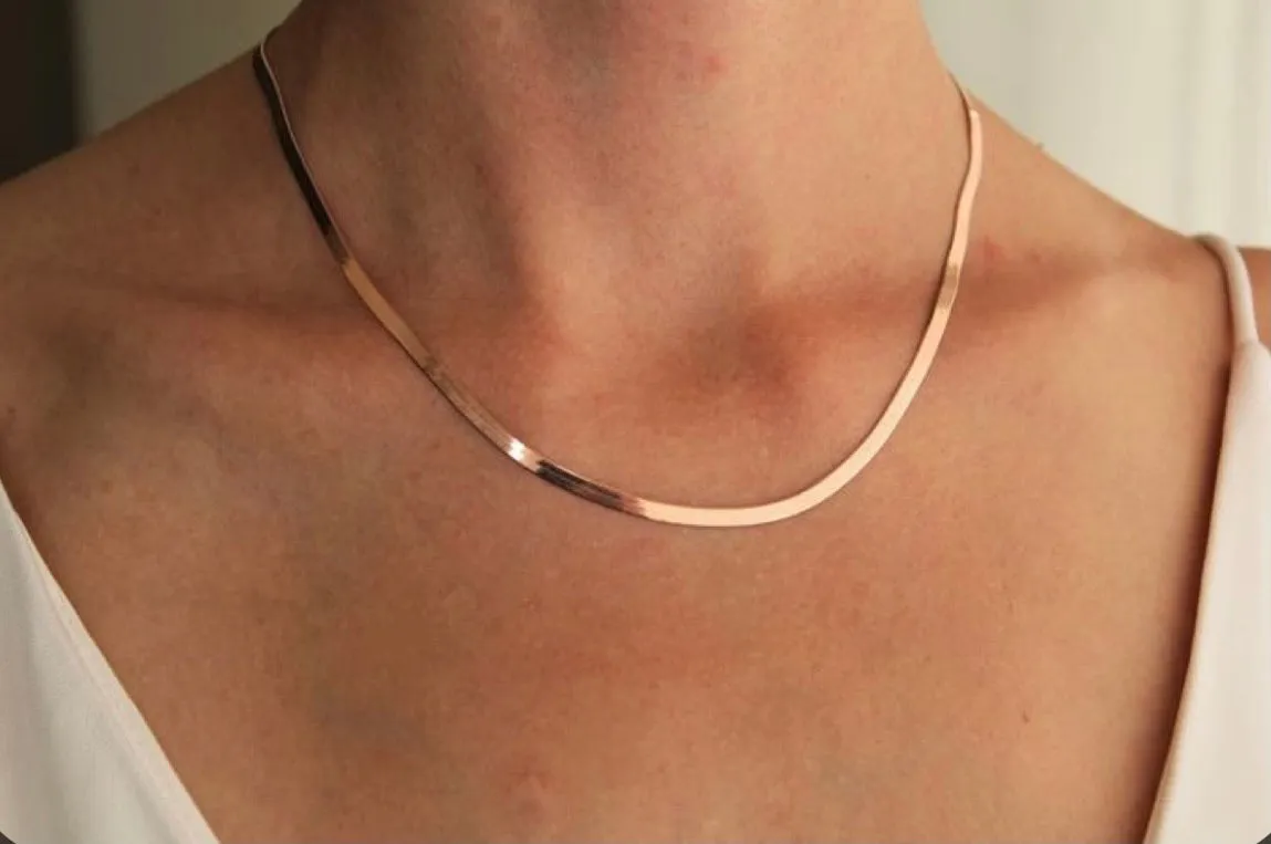 Herringbone Chain in Gold, Rose Gold & Silver