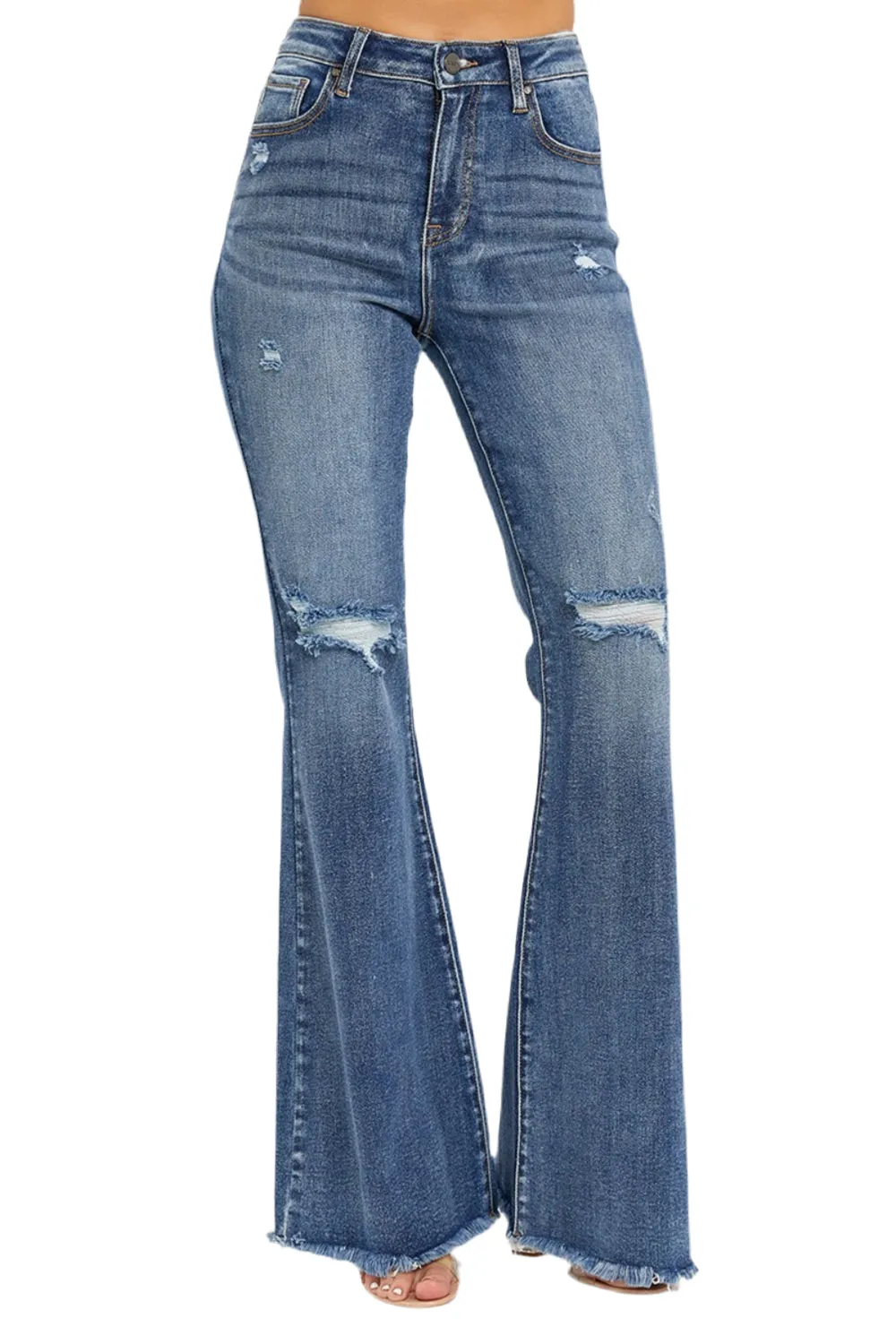 High Waist Distressed Fare Jeans