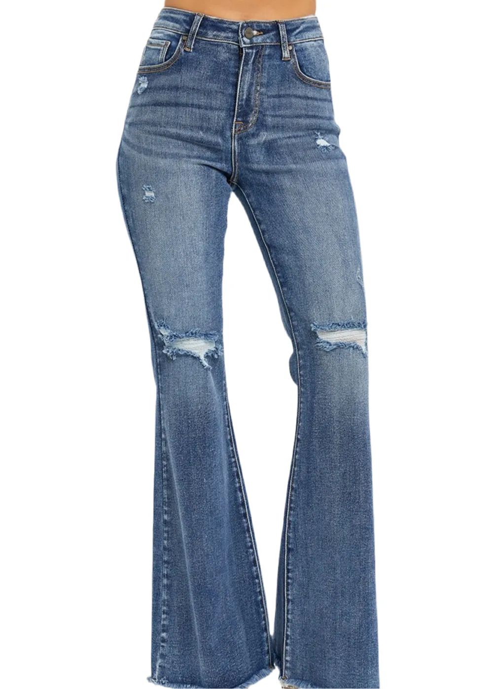 High Waist Distressed Fare Jeans