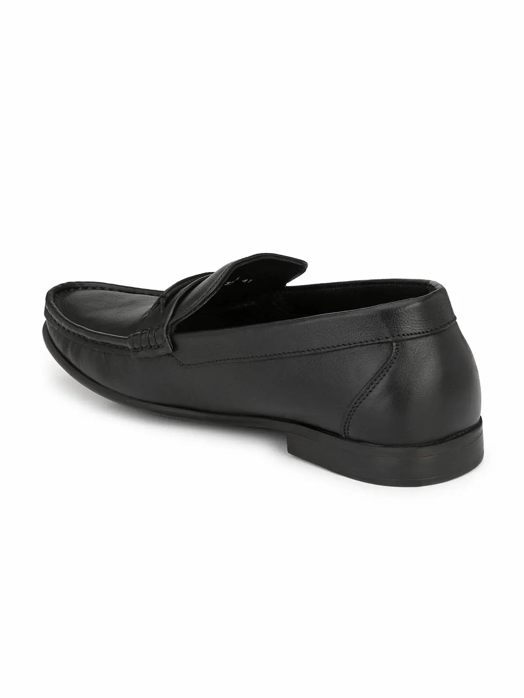 Hitz Men's Black Slip-On Comfort Leather Shoes
