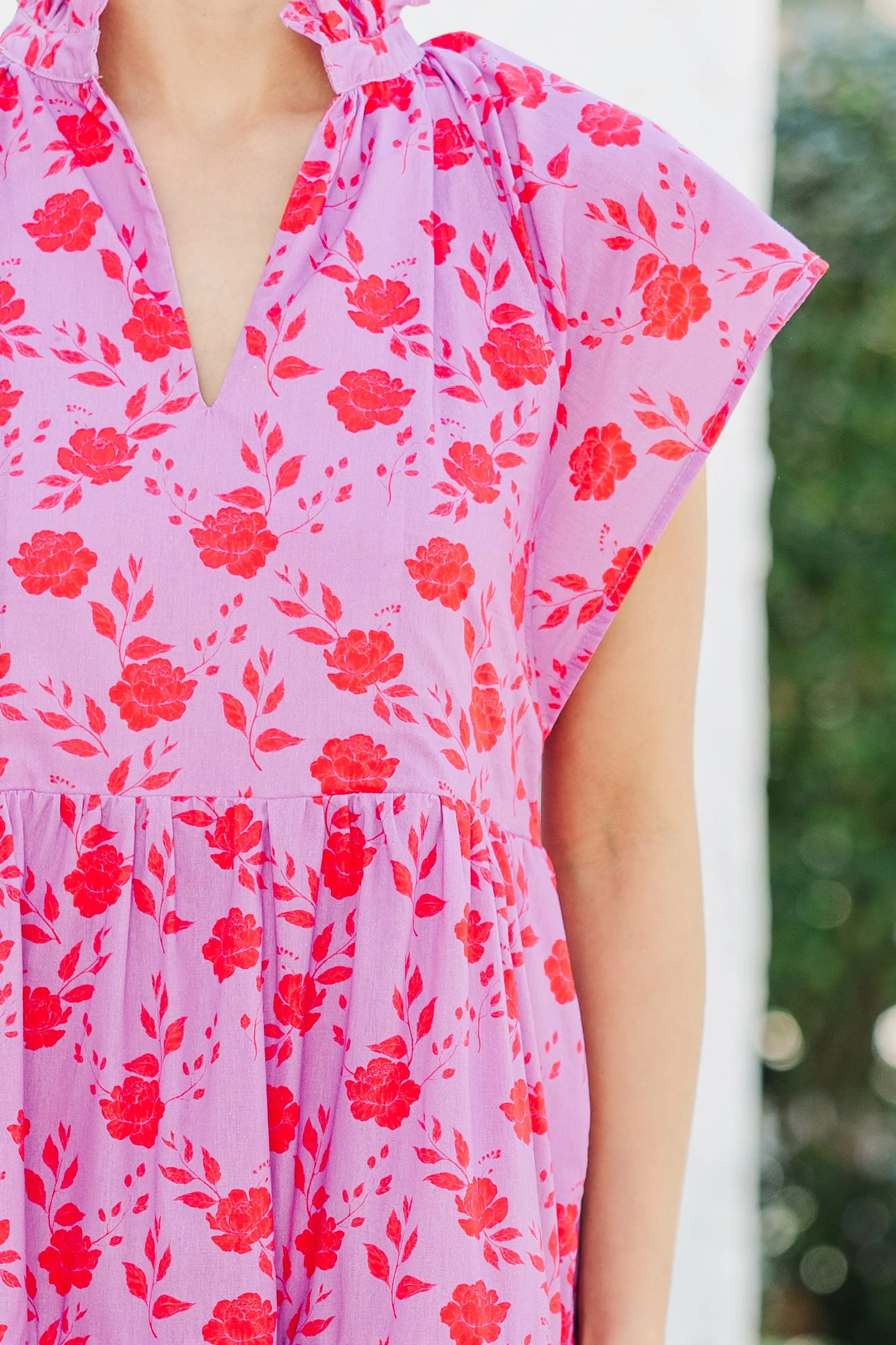 In Your Dreams Fuchsia Pink Floral Midi Dress
