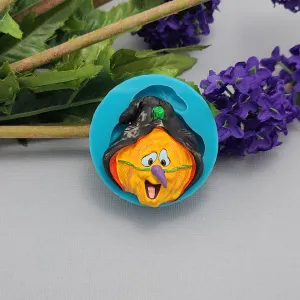 Jack O’Lantern Pumpkin Halloween Dressed as Witch Silicone Mold Resin Polymer Clay