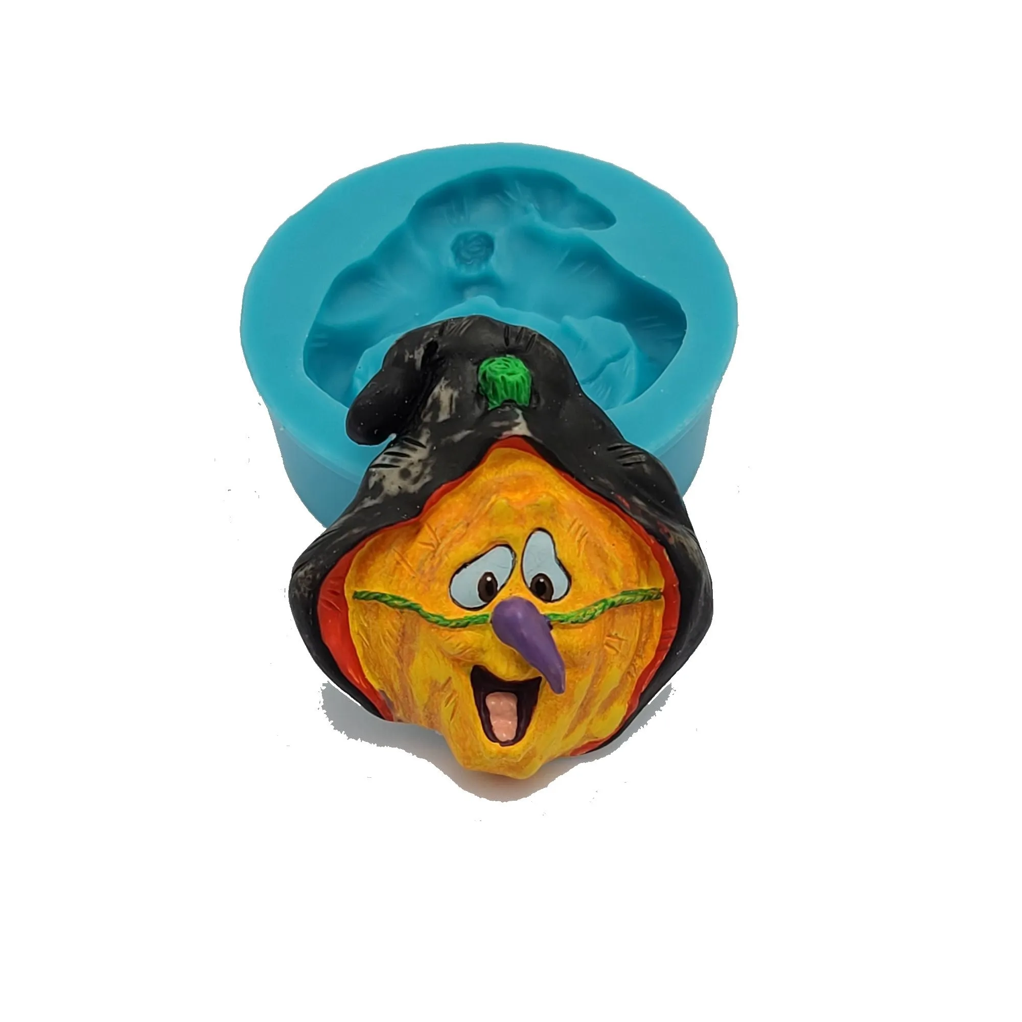 Jack O’Lantern Pumpkin Halloween Dressed as Witch Silicone Mold Resin Polymer Clay