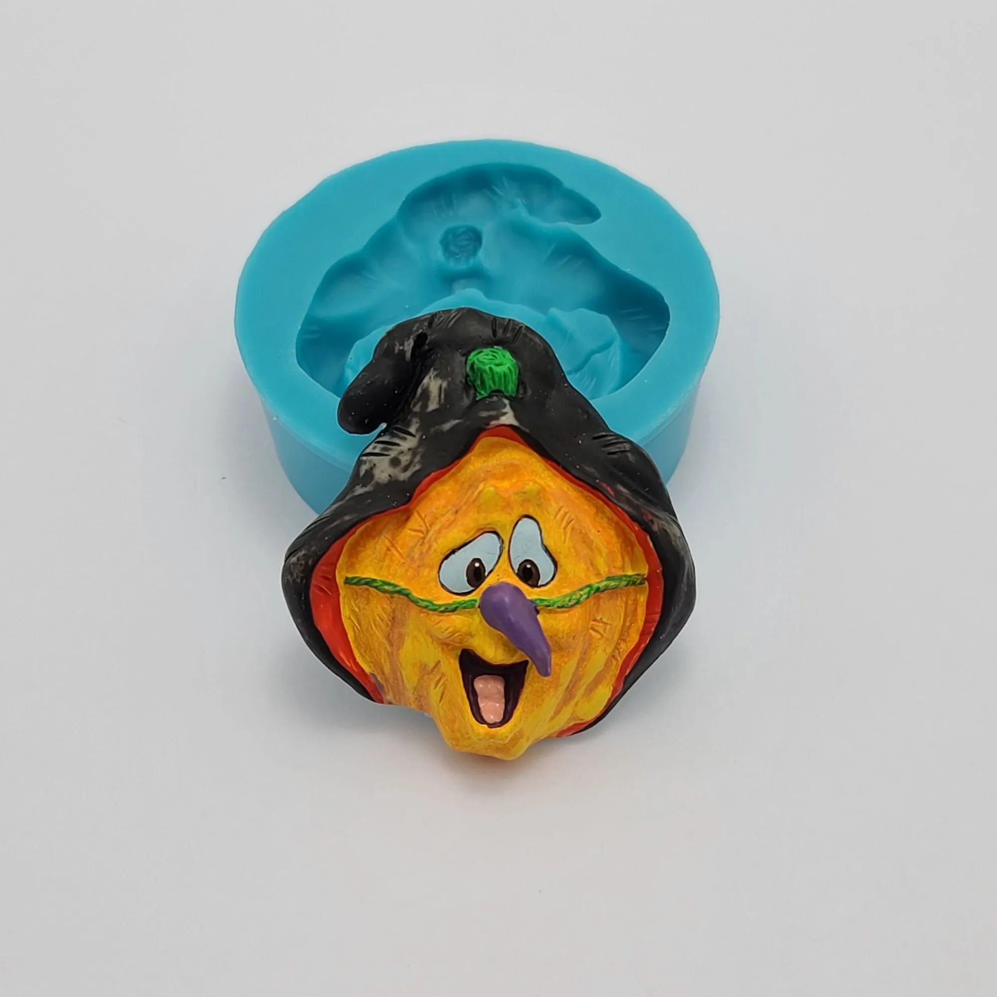 Jack O’Lantern Pumpkin Halloween Dressed as Witch Silicone Mold Resin Polymer Clay