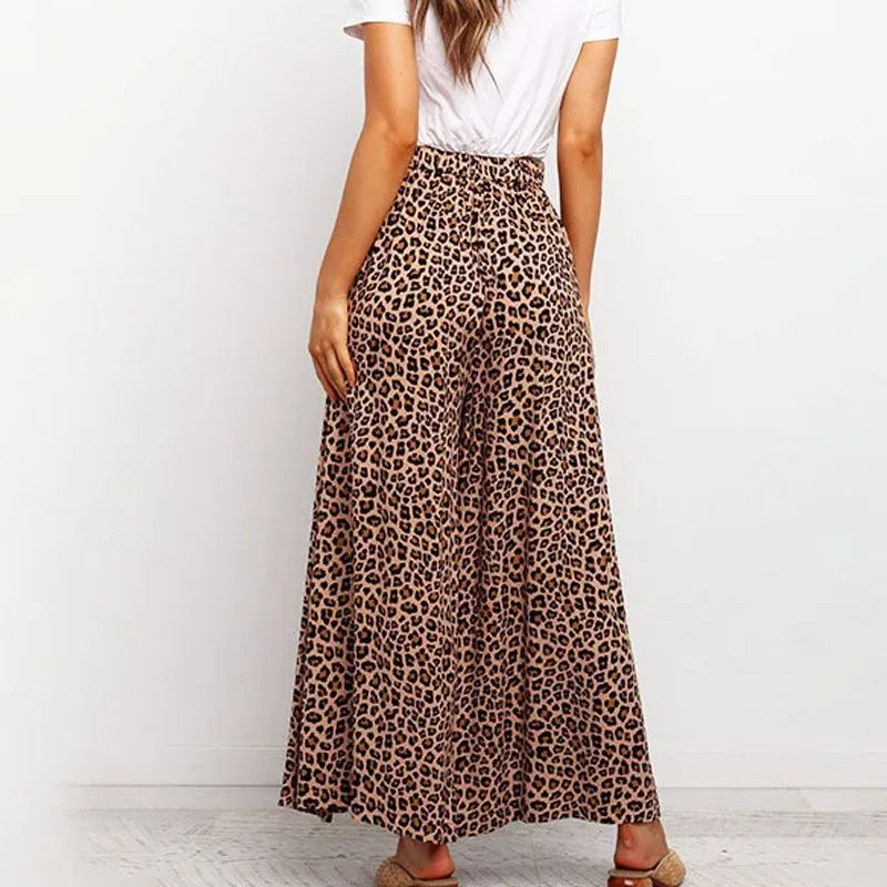 Jungle High-Waisted Wide Leg Animal Print Palazzo Pants