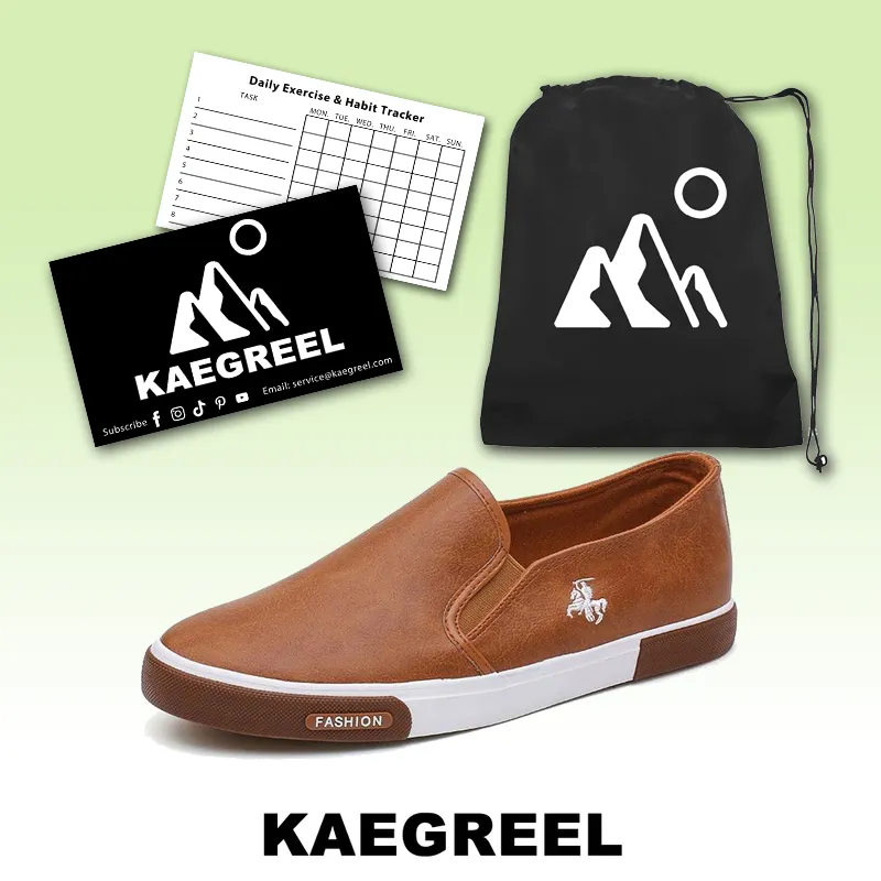 Kaegreel Casual  Men Comfortable PU Leather Slippers Handmade Design Flats Sneakers Slip on Lazy Shoes
