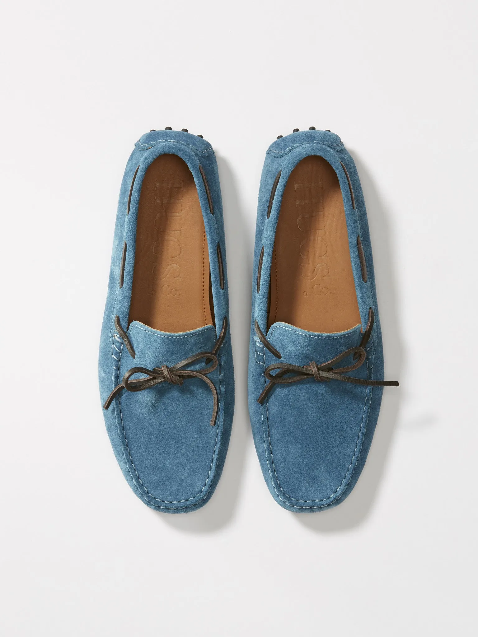 Laced Driving Loafers, petrol blue suede