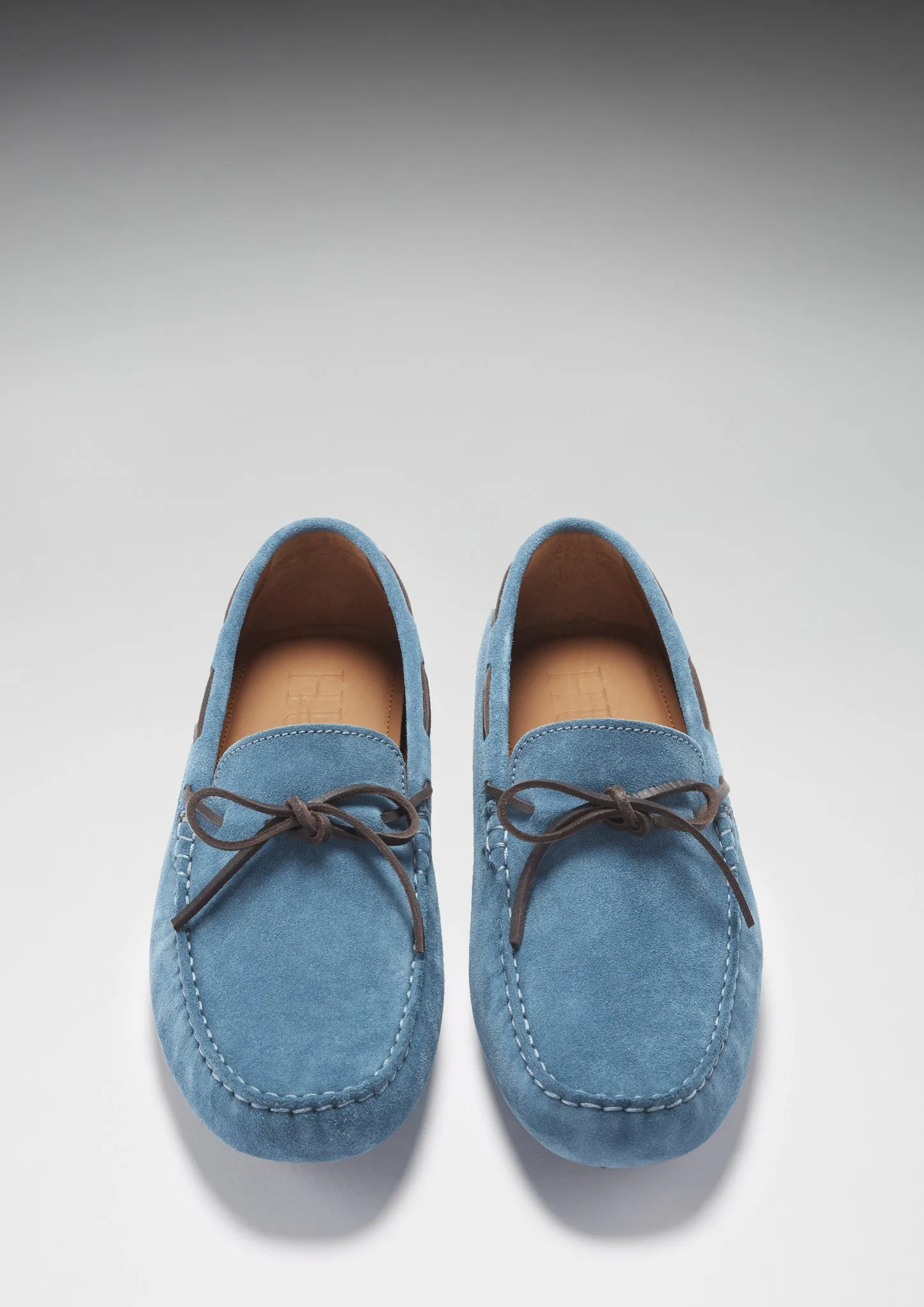 Laced Driving Loafers, petrol blue suede
