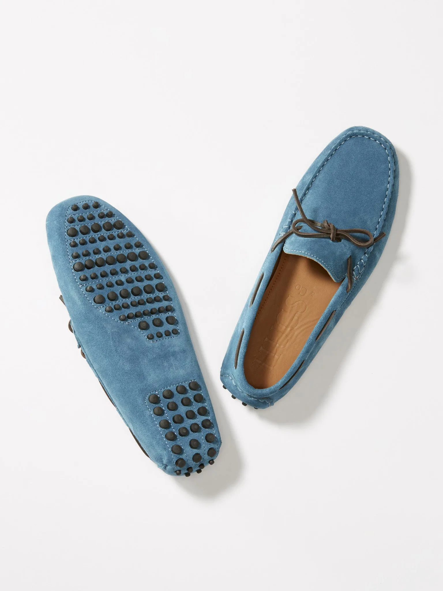 Laced Driving Loafers, petrol blue suede