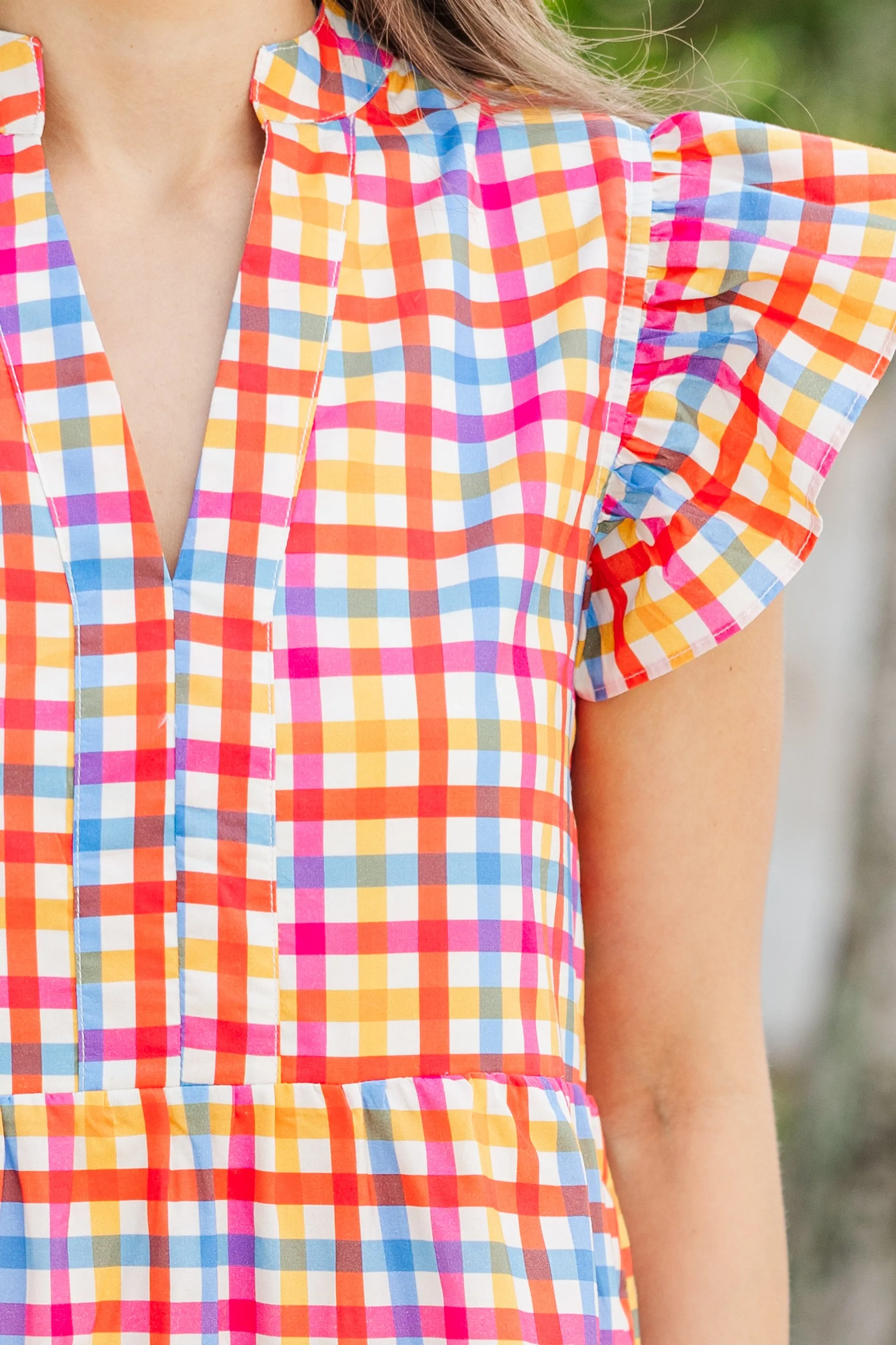 Make It Your Own Fuchsia Gingham Tiered Dress