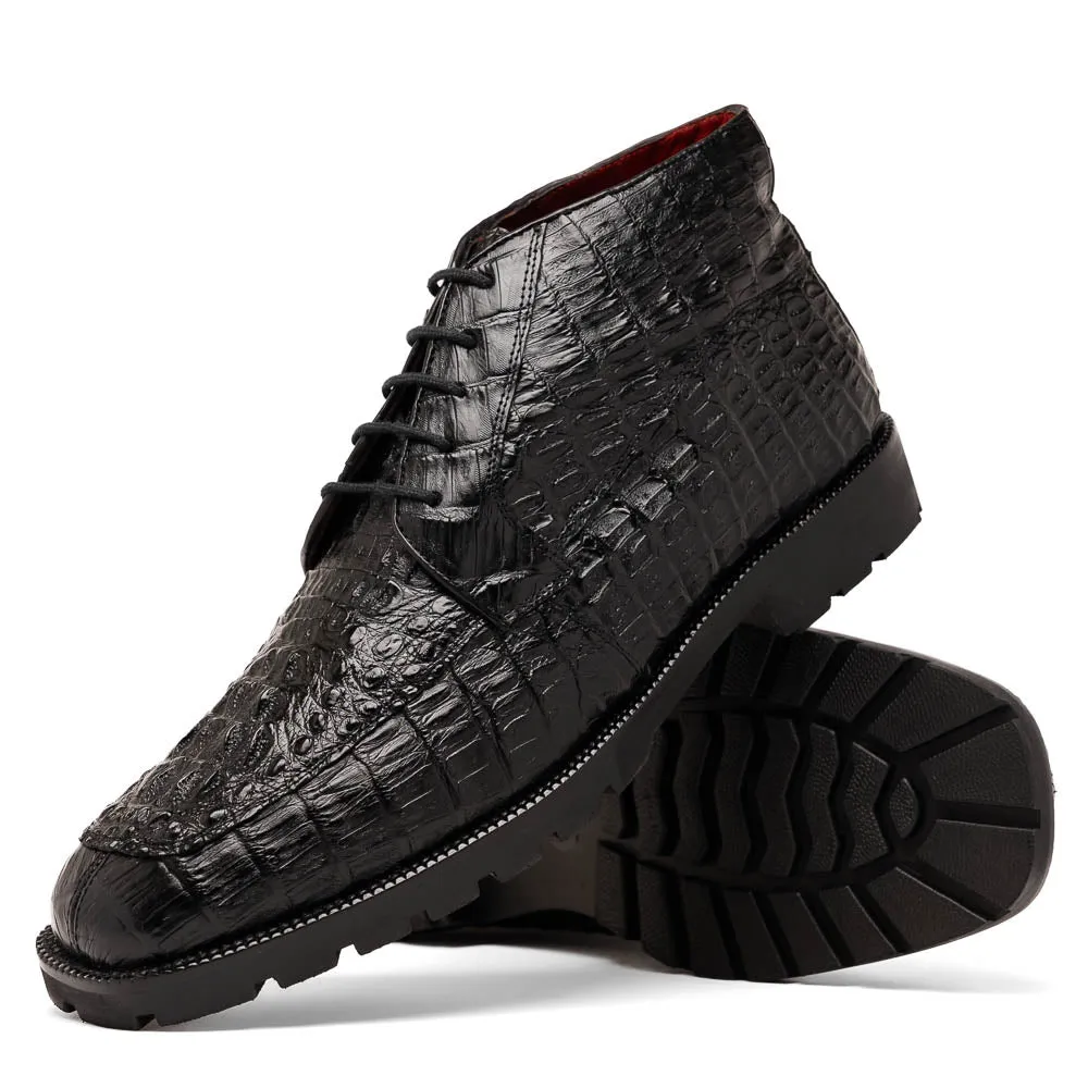 Marco Di Milano Martinelli in Black Caiman Crocodile Chukka Boots