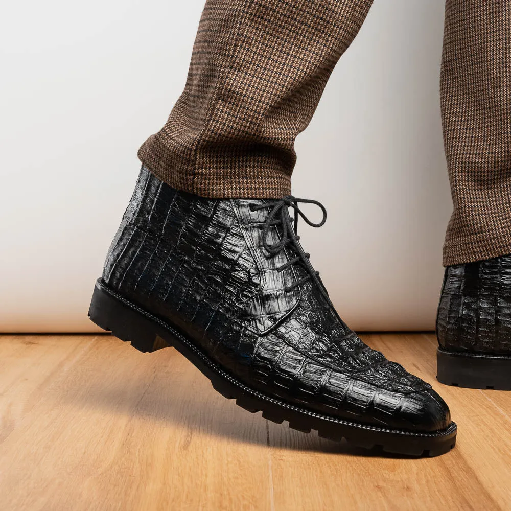Marco Di Milano Martinelli in Black Caiman Crocodile Chukka Boots