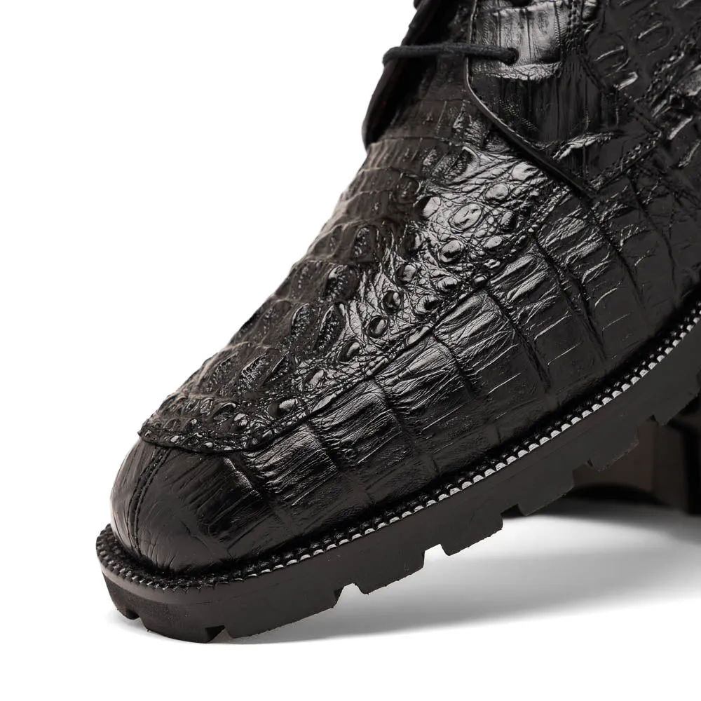 Marco Di Milano Martinelli in Black Caiman Crocodile Chukka Boots