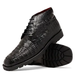 Marco Di Milano Martinelli in Black Caiman Crocodile Chukka Boots