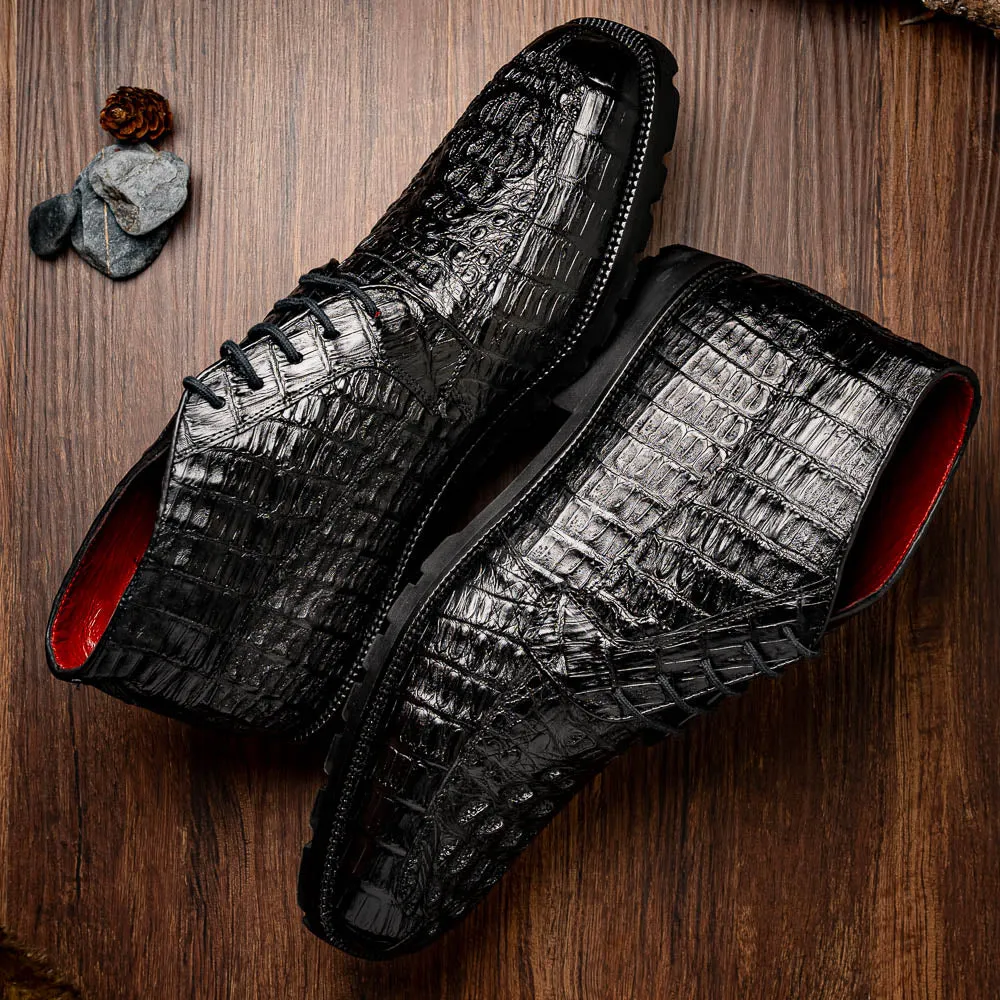 Marco Di Milano Martinelli in Black Caiman Crocodile Chukka Boots