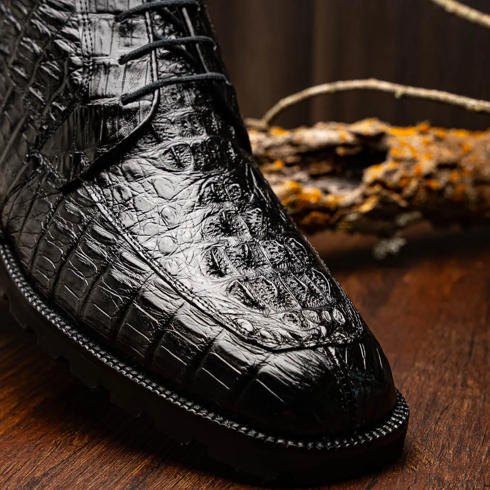Marco Di Milano Martinelli in Black Caiman Crocodile Chukka Boots