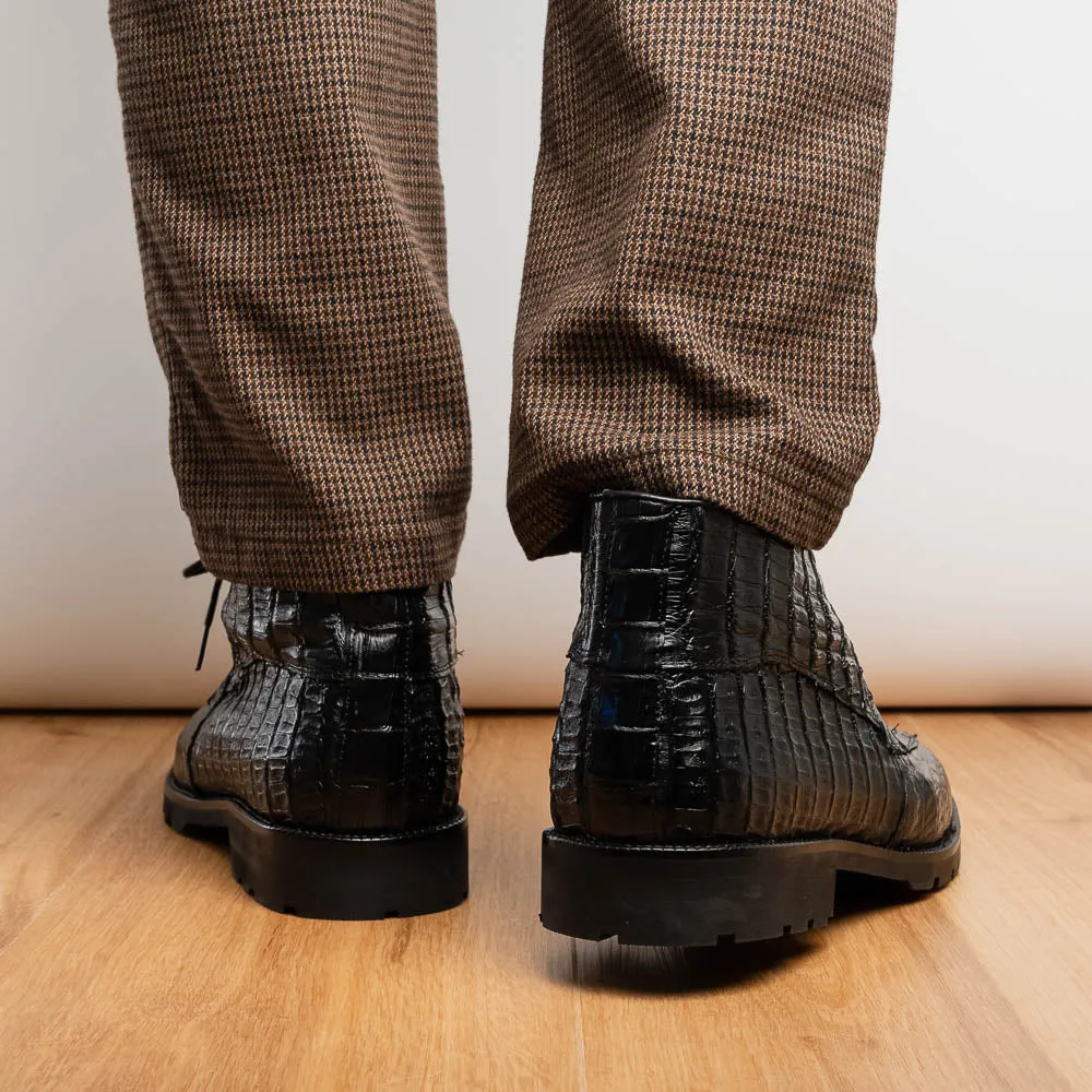 Marco Di Milano Martinelli in Black Caiman Crocodile Chukka Boots