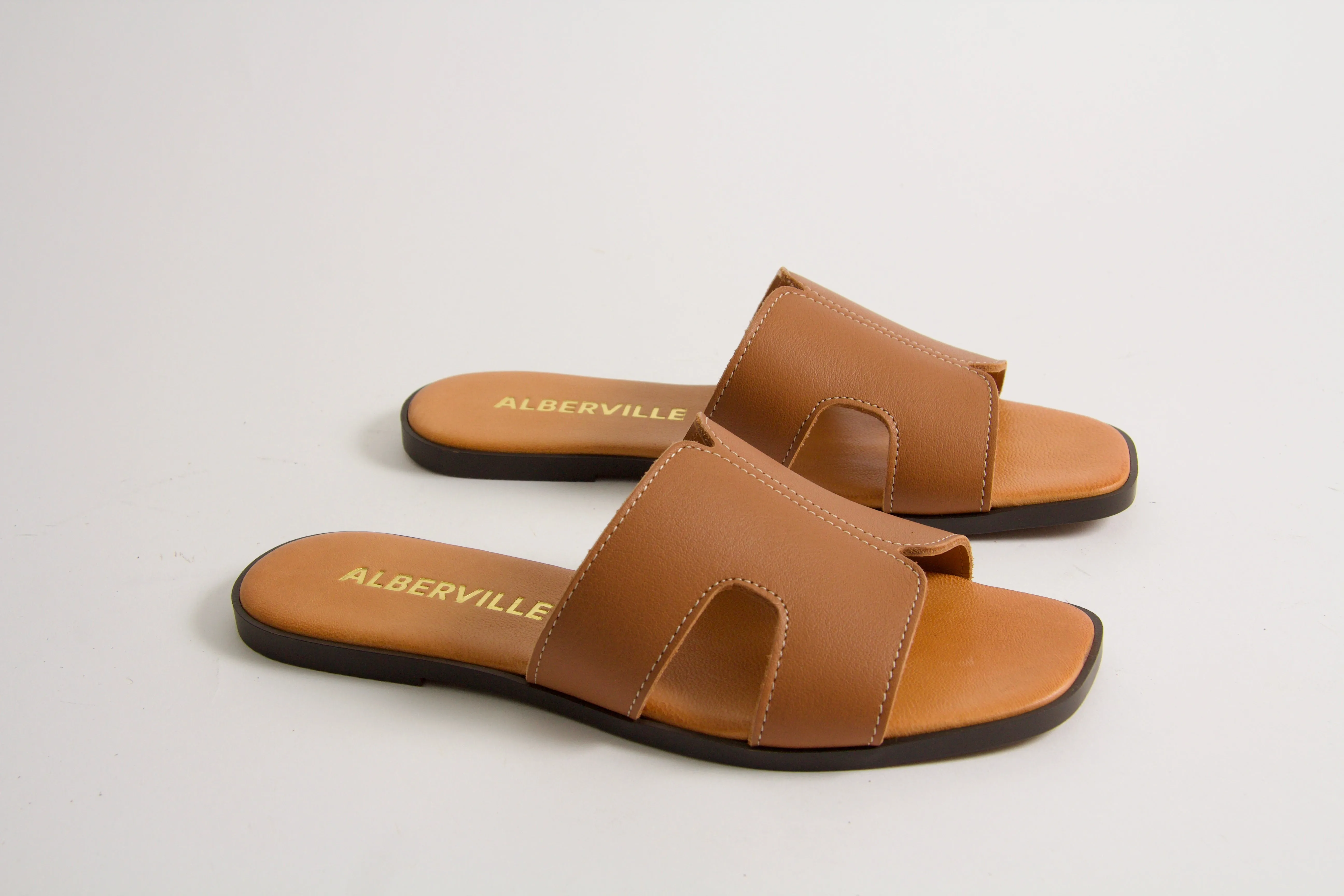 Marilyn Cognac Brown Leather Sandals