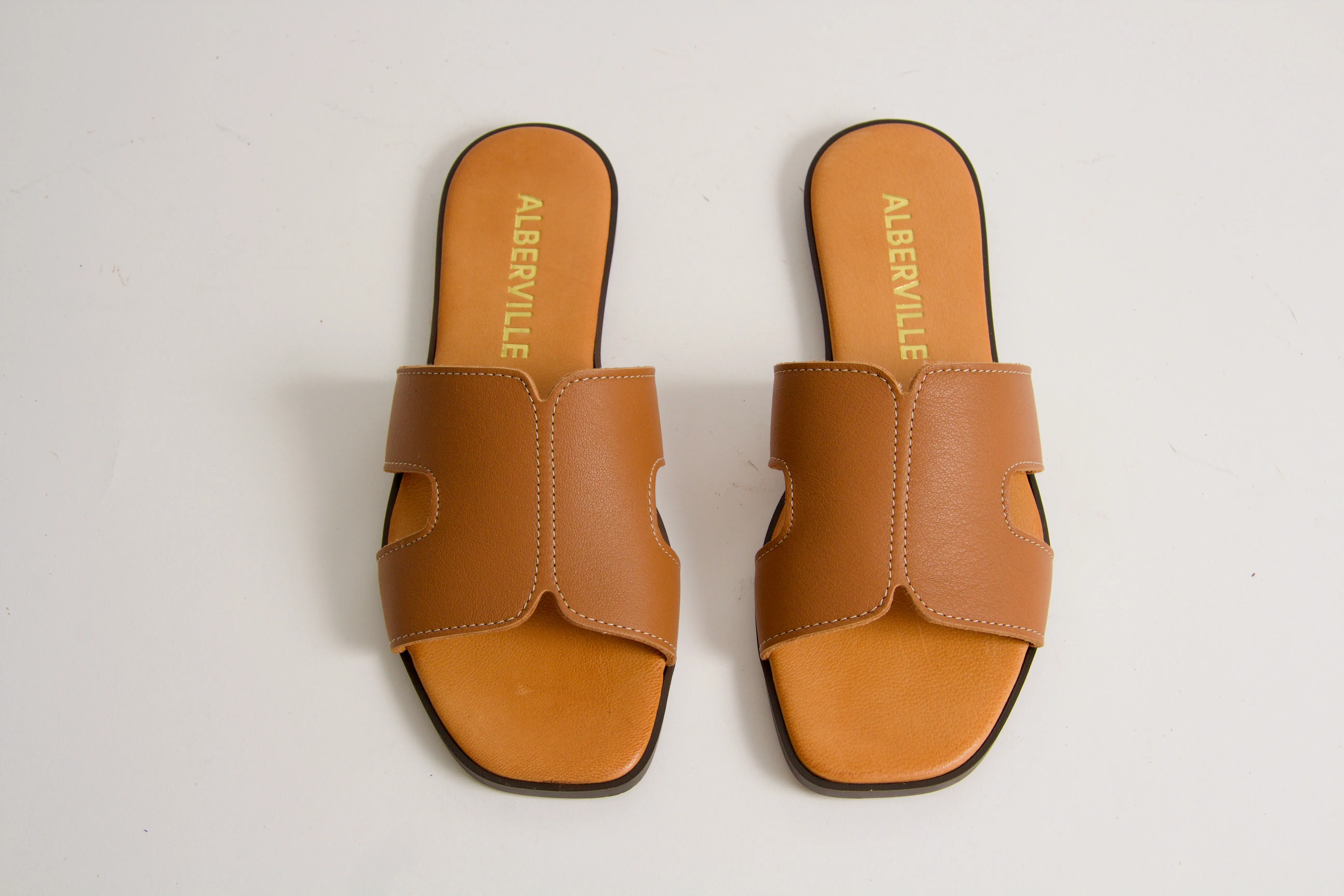 Marilyn Cognac Brown Leather Sandals