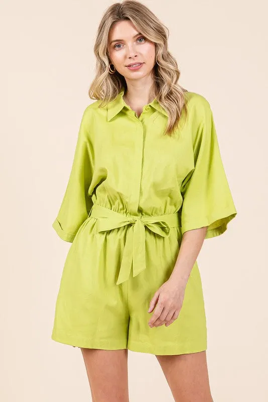Mittoshop Tie Waist Half Sleeve Romper