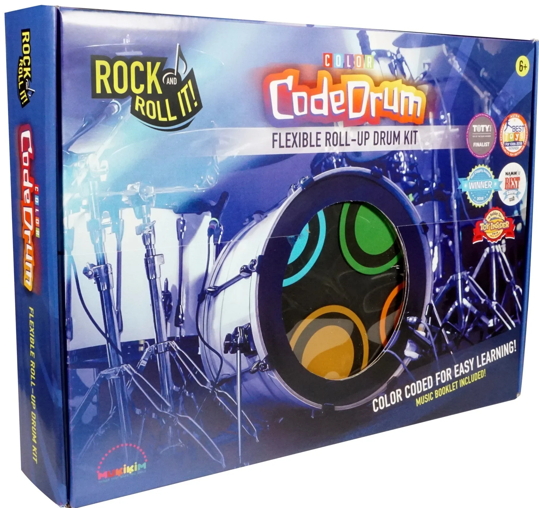 Mukikim Rock and Roll It! Color CODEDRUM Flexible Roll-Up Drum Kit
