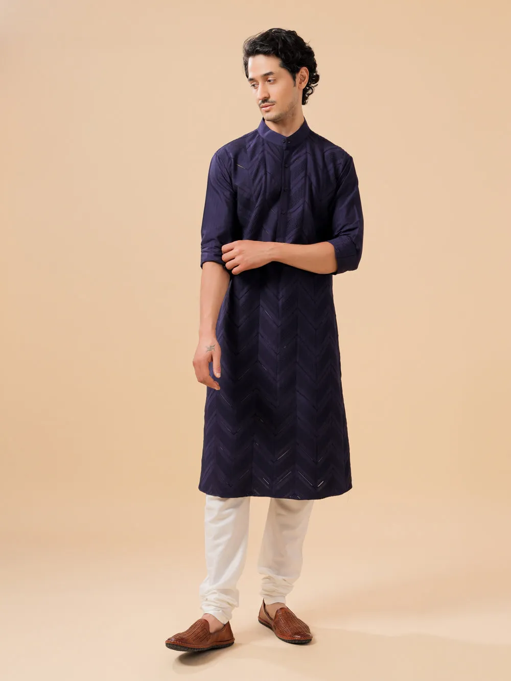 Navy Silk Kurta