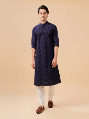Navy Silk Kurta