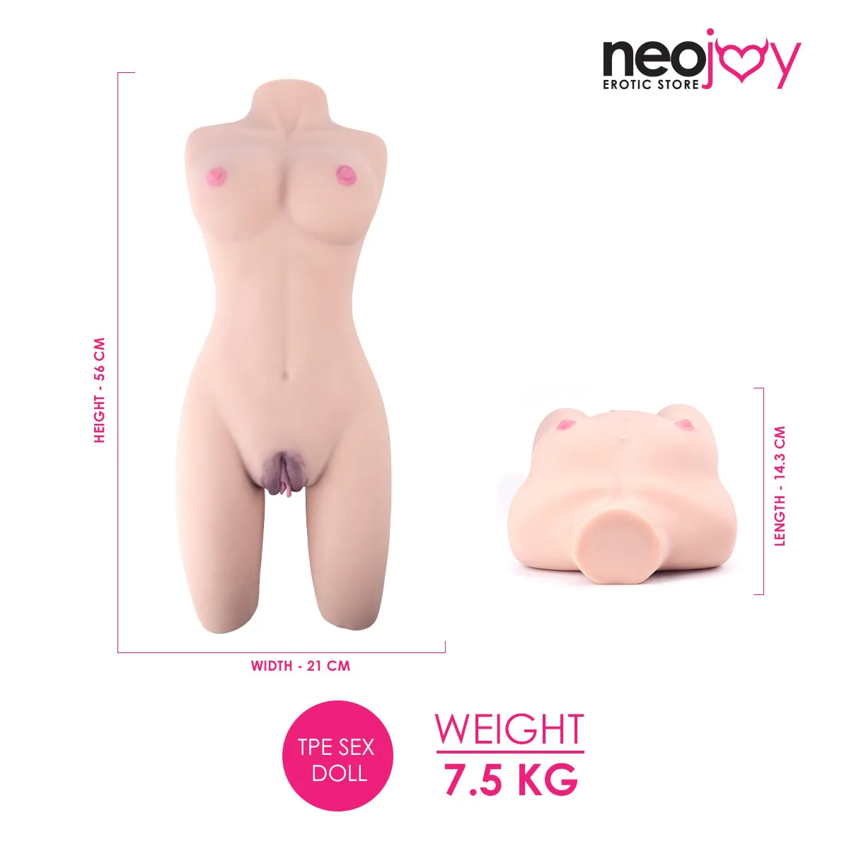 Neojoy - Big half body Sex Torso with Flexible Skeleton - Skin - 7.5Kg