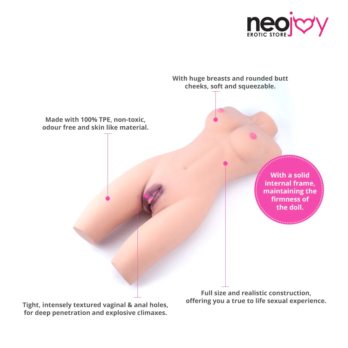 Neojoy - Big half body Sex Torso with Flexible Skeleton - Skin - 7.5Kg
