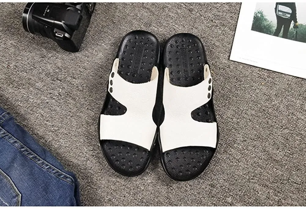 NXY Mens Casual Open Toe Slide Sandals Summer Slippers Breathable Walking Beach Sandals