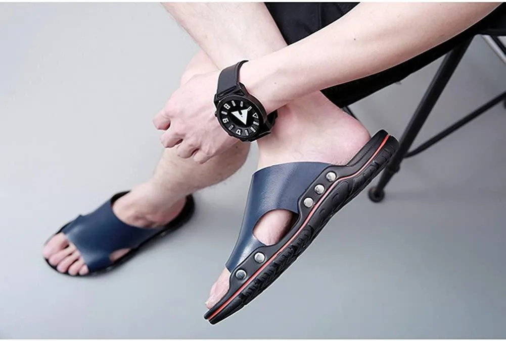 NXY Mens Casual Open Toe Slide Sandals Summer Slippers Breathable Walking Beach Sandals