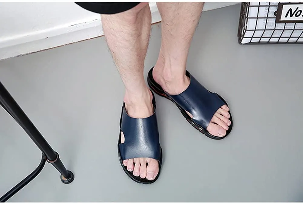 NXY Mens Casual Open Toe Slide Sandals Summer Slippers Breathable Walking Beach Sandals