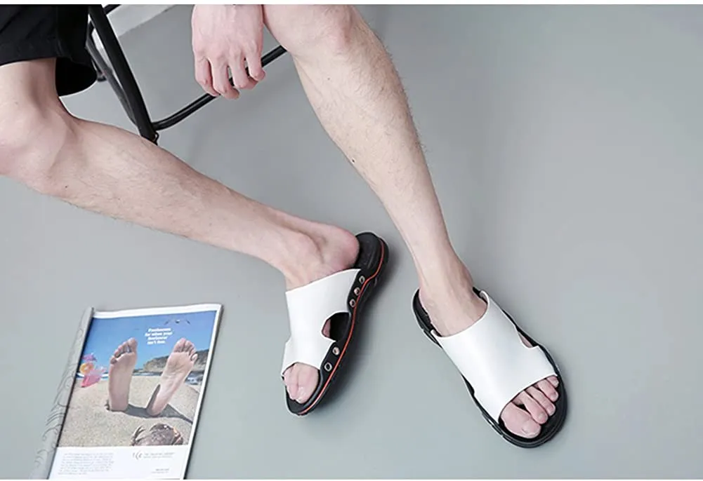 NXY Mens Casual Open Toe Slide Sandals Summer Slippers Breathable Walking Beach Sandals