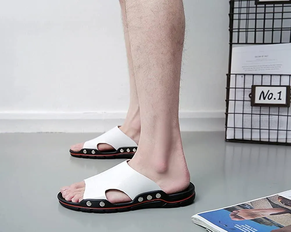 NXY Mens Casual Open Toe Slide Sandals Summer Slippers Breathable Walking Beach Sandals