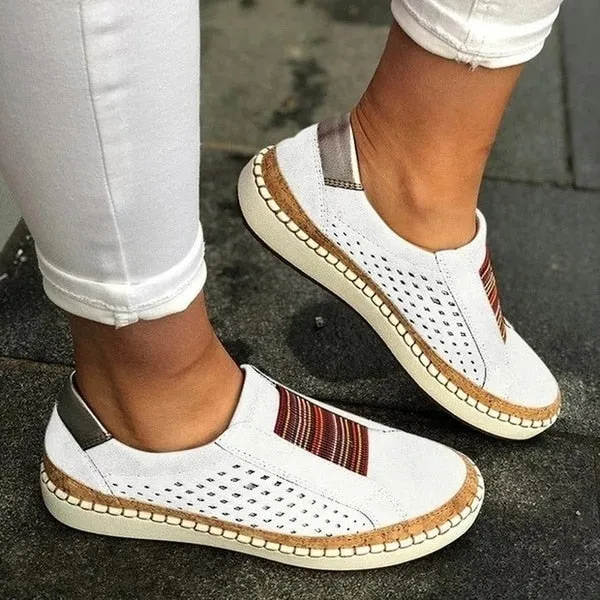 Olive Green Boho Slip-On Sneakers | Faux Suede | Perforated and Comfortable