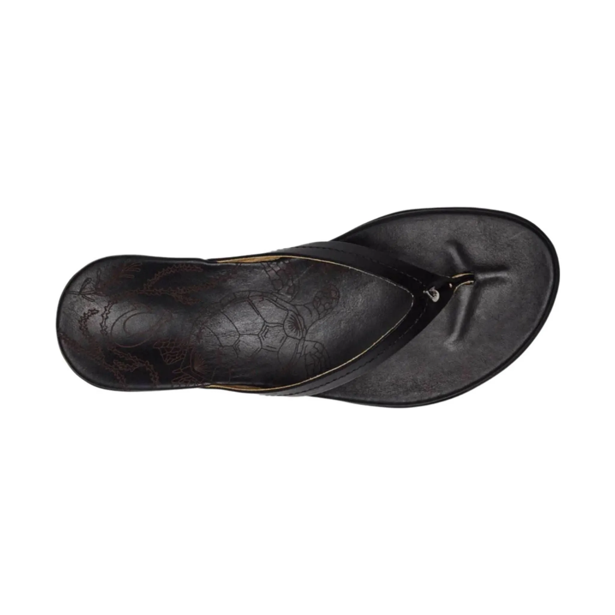 OluKai Women's Honu Leather Beach Sandals - Black