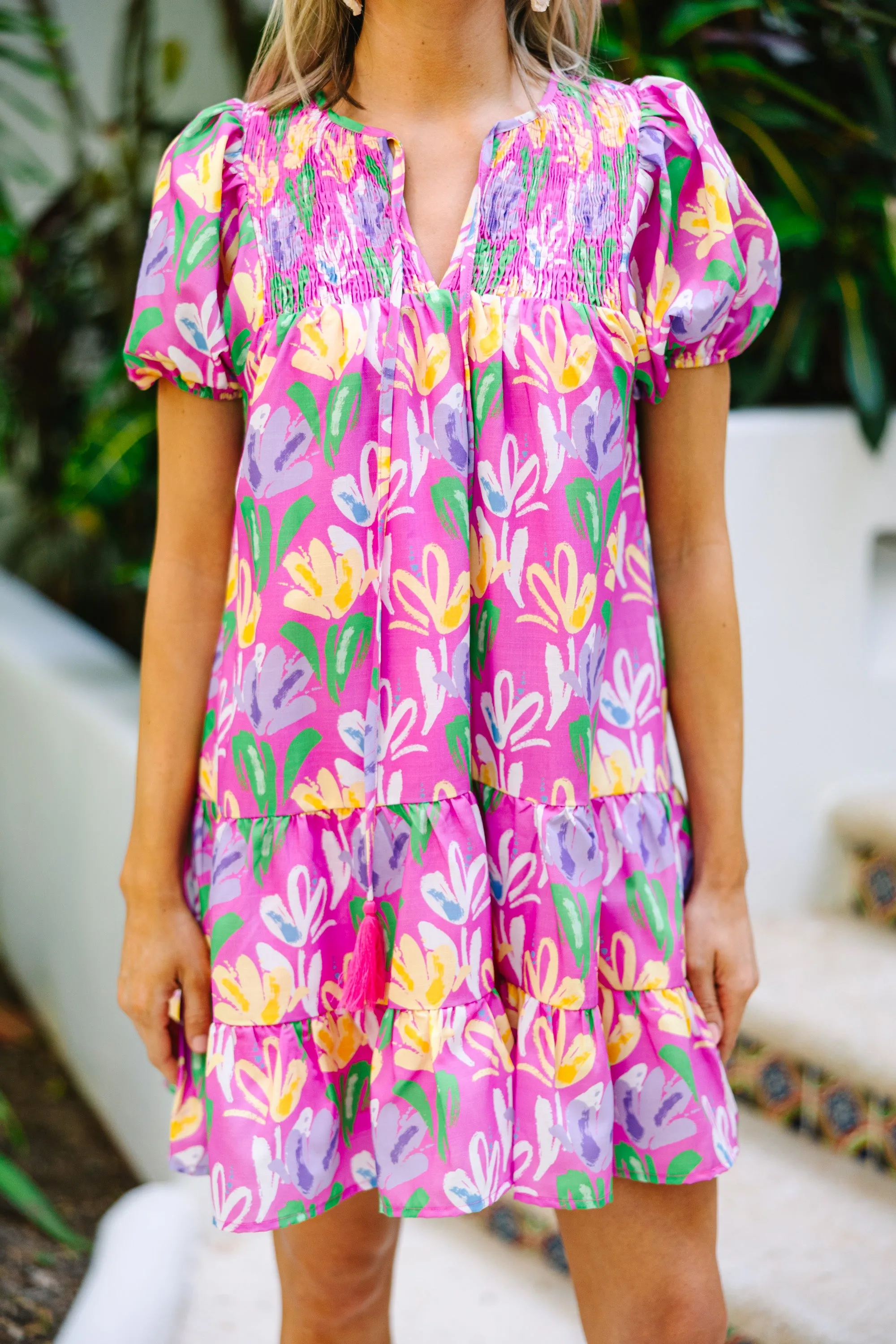 On My Mind Fuchsia Pink Floral Dress