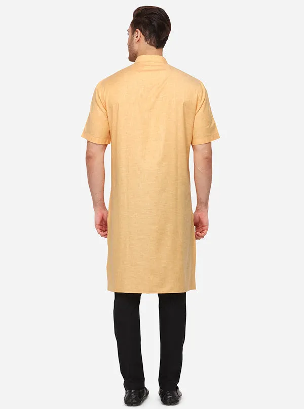 Orange Solid Regular Fit Modi Kurta | JadeBlue