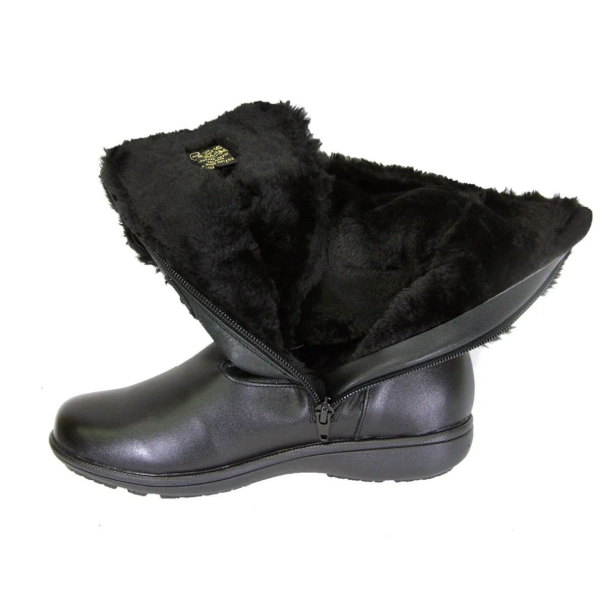 PEERAGE Carly Women's Wide Width Leather Mid-Calf Boots with Zipper