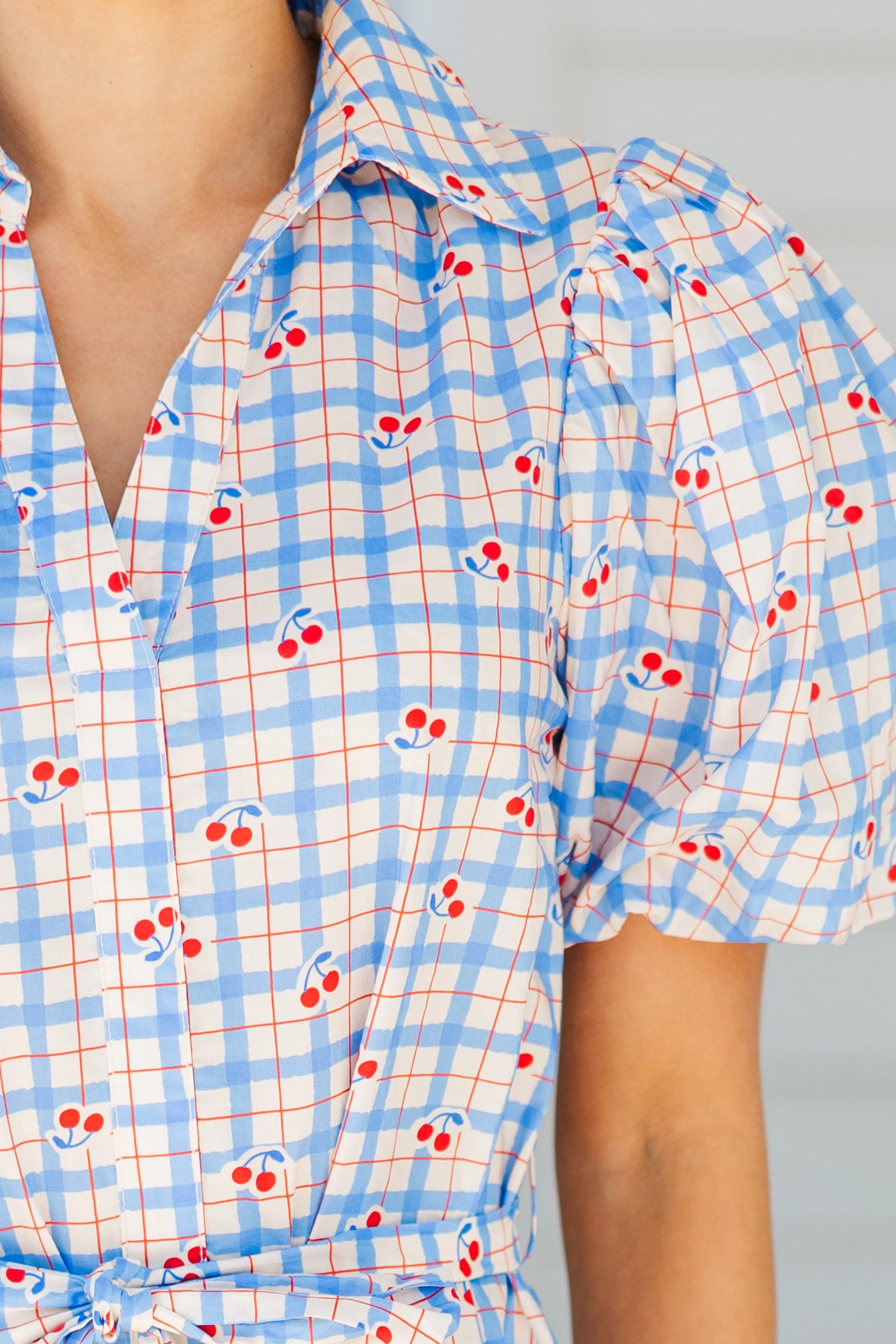 Pinch: Feeling Cheery Blue Checkered Midi Dress