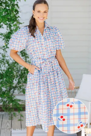 Pinch: Feeling Cheery Blue Checkered Midi Dress