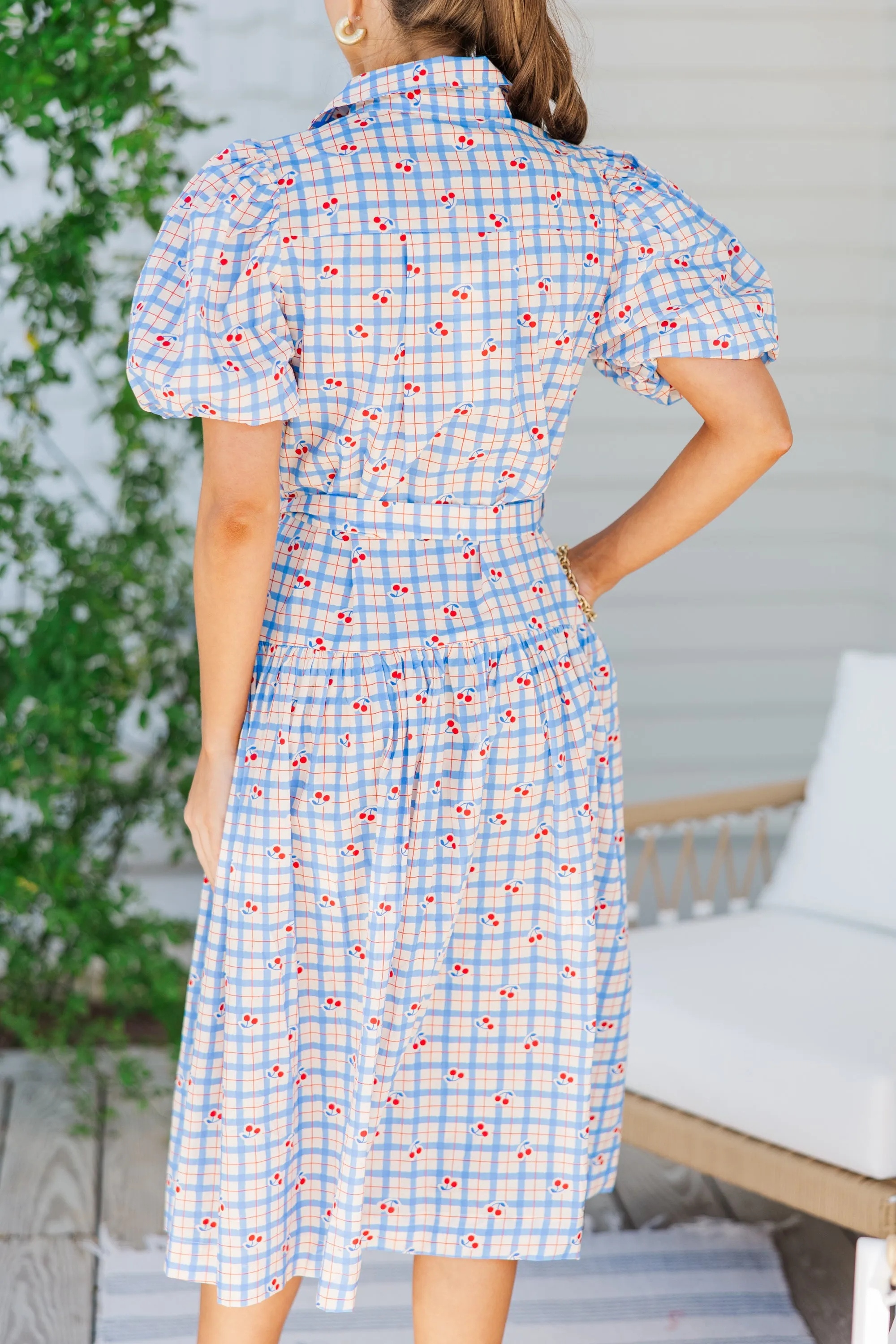 Pinch: Feeling Cheery Blue Checkered Midi Dress
