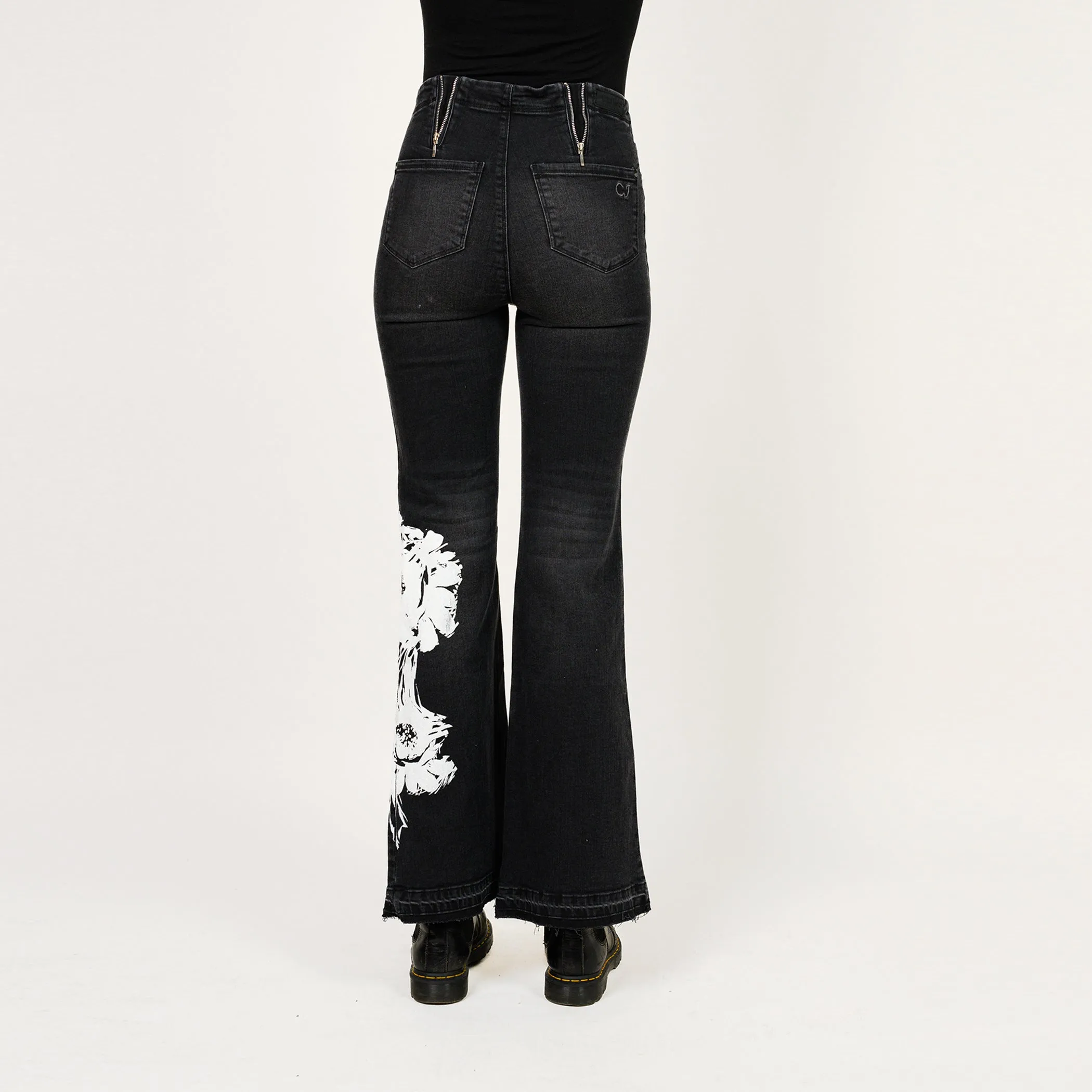 Placement Screen Print Leg Boot Cut