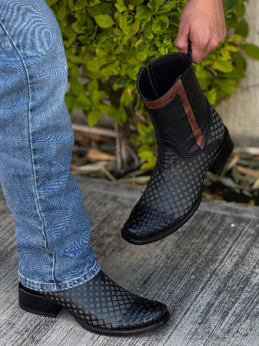 Plaid Low-heeled Mid-calf Boots