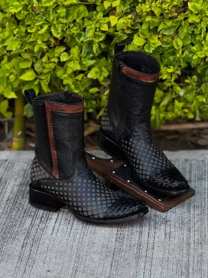 Plaid Low-heeled Mid-calf Boots